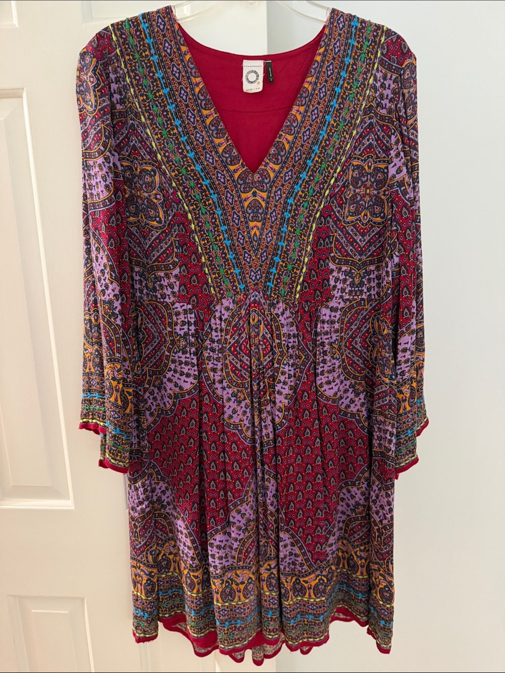 Anthropologie bohemian light  V-Neck Long Sleeve Dress M